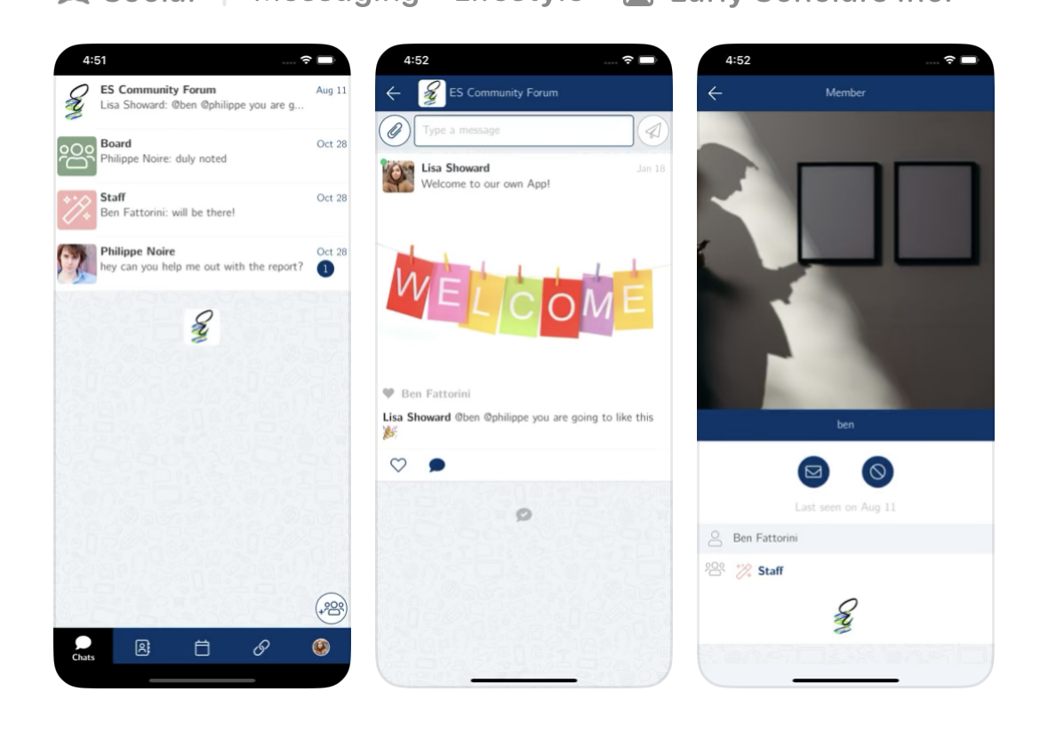 Early Scholars App - Community Forum, Messaging, and Member Profiles